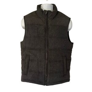 APT.9 Men's Wool Blend‎ Puffer Vest, Full Zip, Sleeveless Jacket, Gray, Small